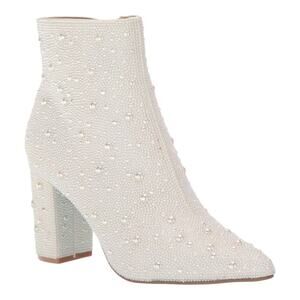 Betsey Johnson Women's Cady Embellished Bling Evening Booties White Size 5